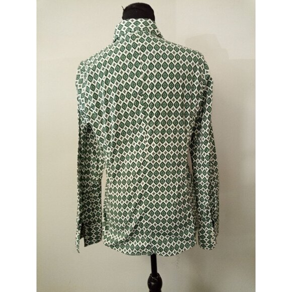 Caliban Green White Printed Button Down Shirt Size 12 - Picture 3 of 5